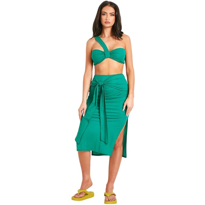 Missy Empire Linnen midi-rok voor dames (Groen)