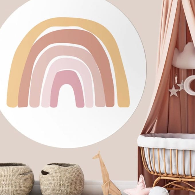 Behangcirkel 80cm Rainbow Pinky Peach XL - Wallz