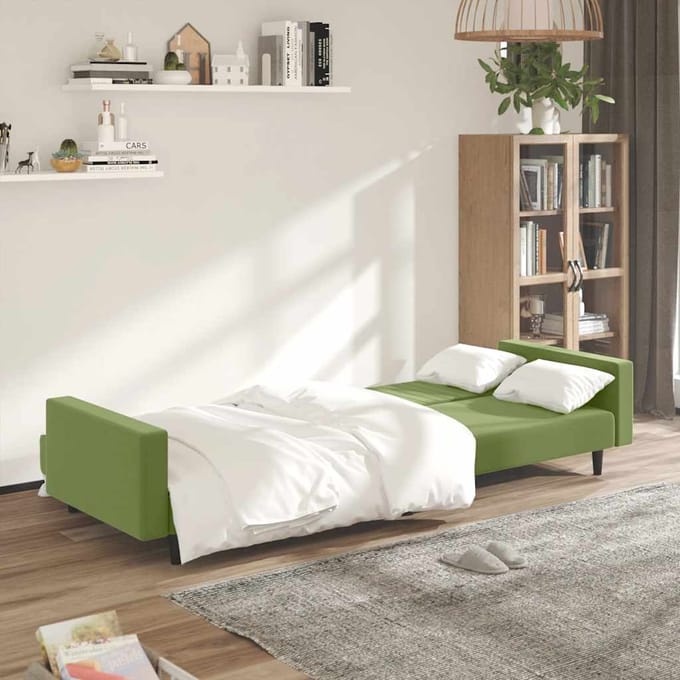 vidaXL - Slaapbank - 2-zits - fluweel - lichtgroen