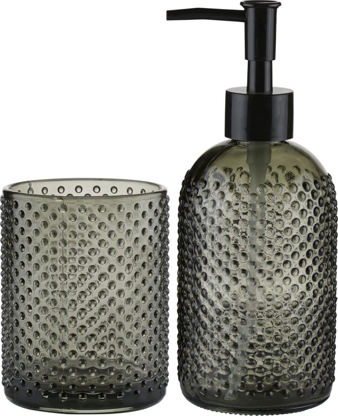 Arti Casa Zeeppompje/dispenser - incl. extra drinkglas - donkergroen - glas - 15 x 19 x 8 cm - zeeppomp en beker