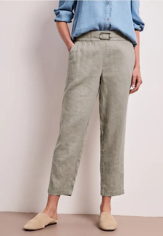 Slim Legs linnen broek met gesp