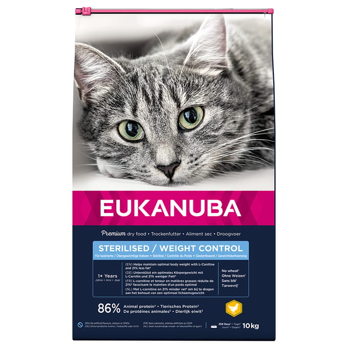Eukanuba Kat Adult Overweight - Sterilised Kip - Lever 10 kg