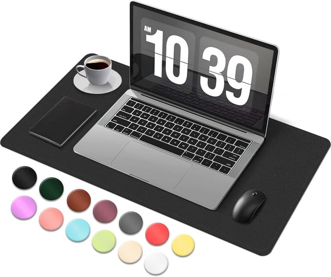 Grote Suède en Leer Bureauonderlegger Antislip Computermat voor Kantoor en Thuis (60x34 cm)