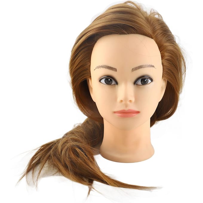 Mannequinhoofd Oefenmannequin Cosmetologie Pop Kapseltraininghoofd met Haar beige