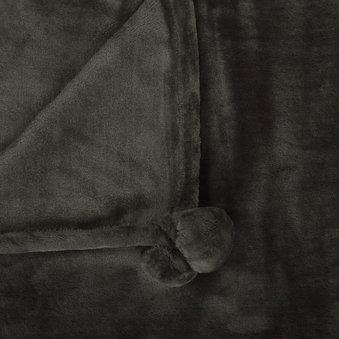 TERKE - Plaid - Donkergrijs - 200 x 220 cm - Polyester