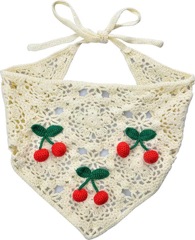 Clayre & Eef Bandana Kind 80 cm Beige Katoen Kersen