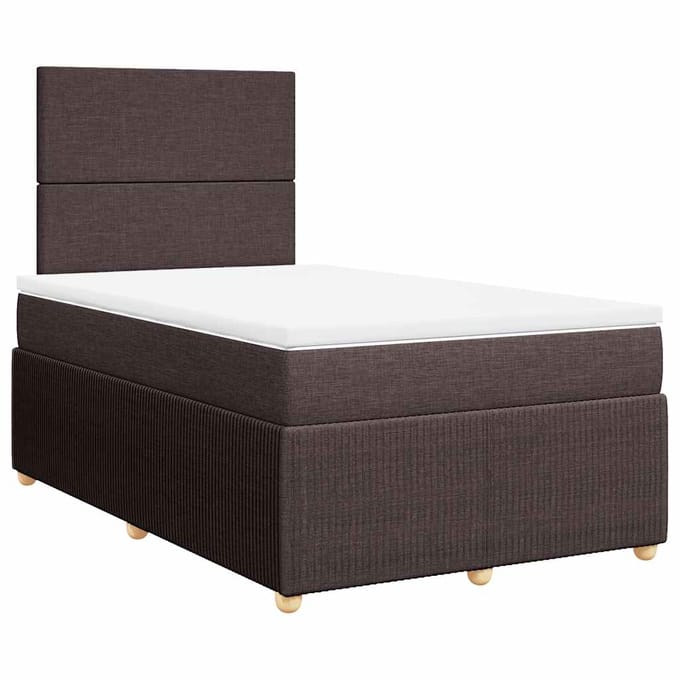 vidaXL - Boxspring - met - matras - stof - donkerbruin - 120x190 - cm