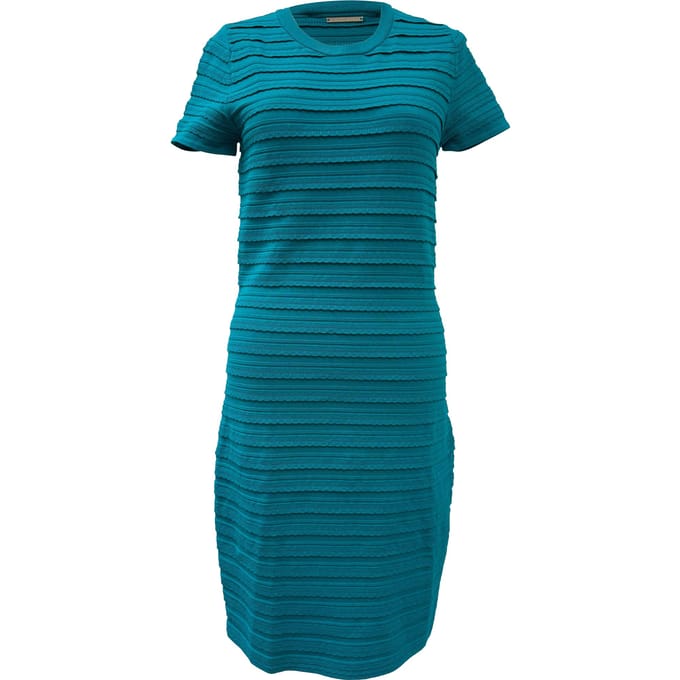 Michael Kors mini-jurk van stretchstof met ruches en strepen in turquoise viscose