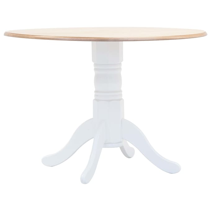 vidaXL - Eettafel - 106 - cm - massief - rubberwood - wit - en - bruin