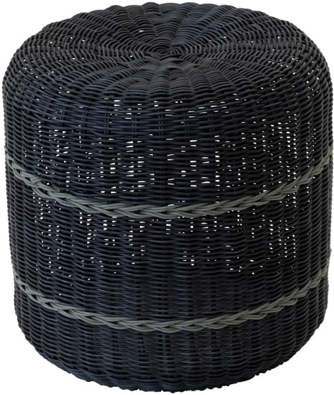 Les - Saigon poef wicker ø41x40cm - zwart