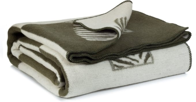Most - Merino wollen bed deken Blad - 2 persoons - groen-wit