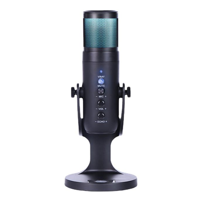 Microphone à condensateur USB, Microphone de table et de bureau, RGB, avec support, pour ordinateur, PC, Plug & Play noir