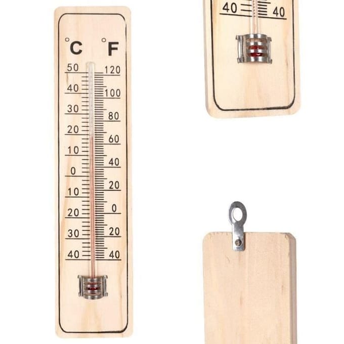 Wandthermometer - Set van 5 - Duurzaam hout - -40°C tot 50°C - 21,5 cm x 4,8 cm groen