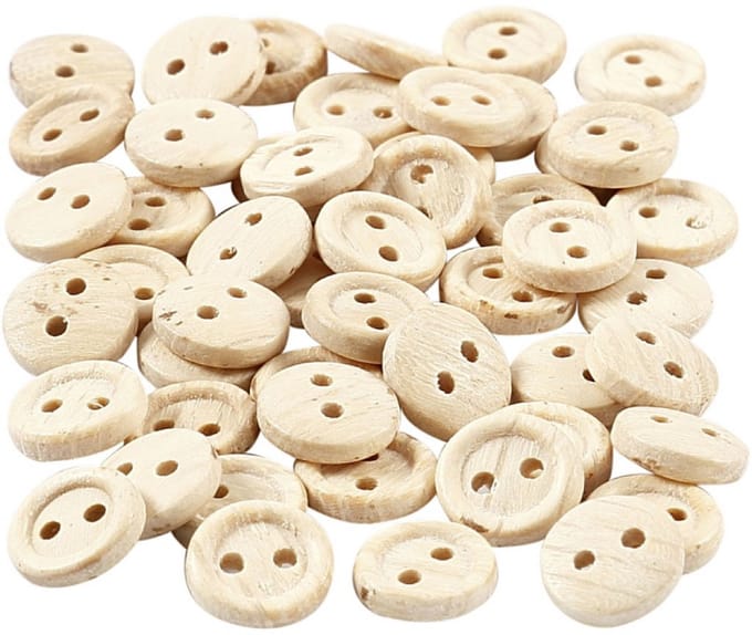 CC Houten Knopen 8 mm 50 stuks