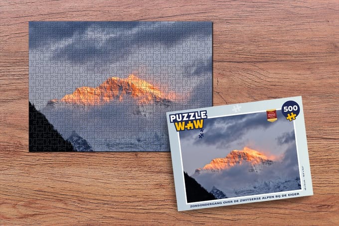 Puzzel Zonsondergang over de Zwitserse Alpen bij de Eiger - Legpuzzel - Puzzel 500 stukjes