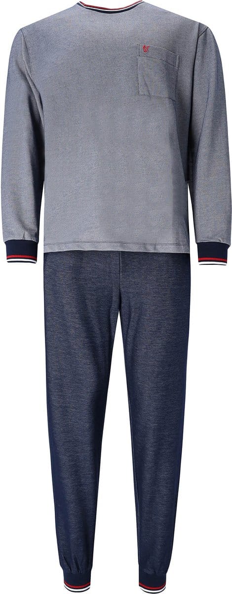 Marine blauwe heren pyjama Hajo - Blauw - Maat - 50
