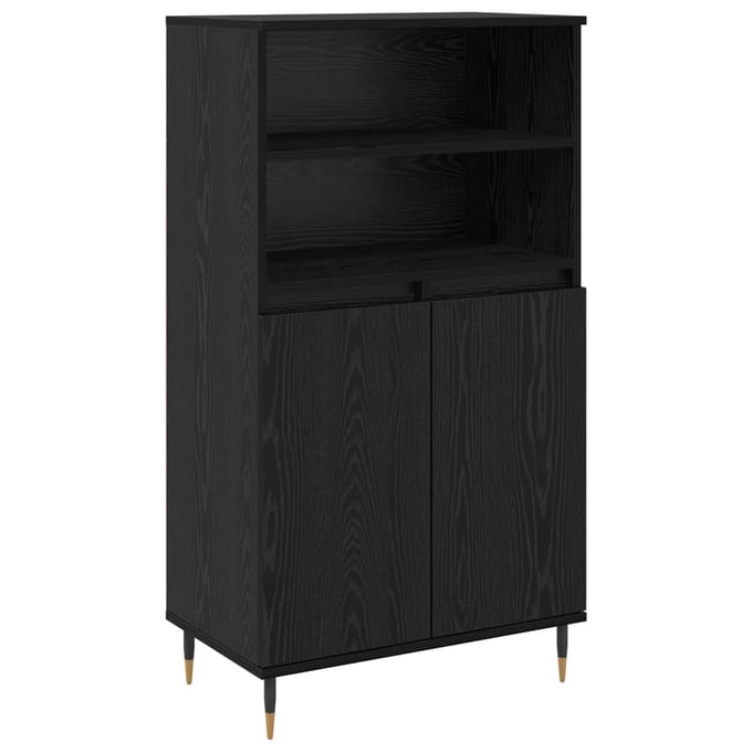vidaXL - Highboard - Zwart - 60 - x - 36 - x - 110 - cm - Bewerkt - hout