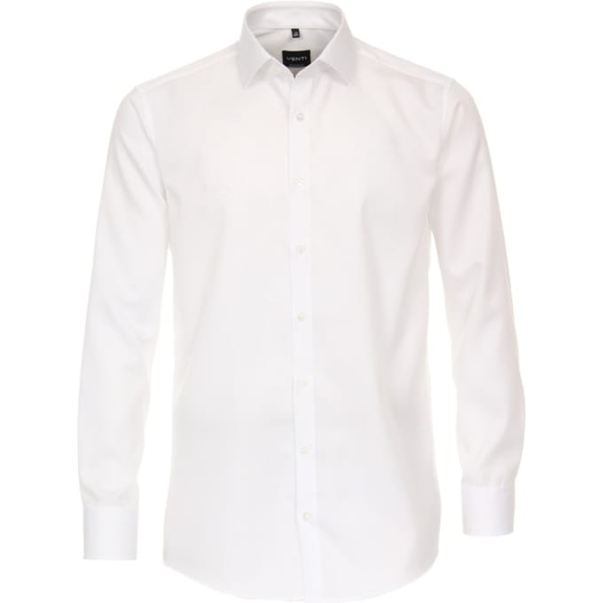 VENTI modern fit overhemd - twill - wit - Strijkvriendelijk - Boordmaat: 44