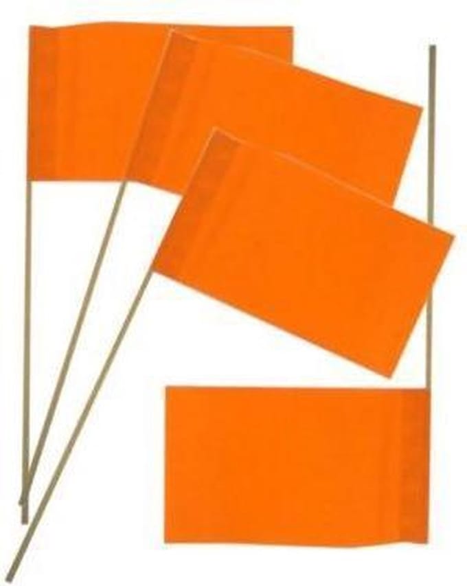 Vlaggetje papier op stok oranje per 50 stuks