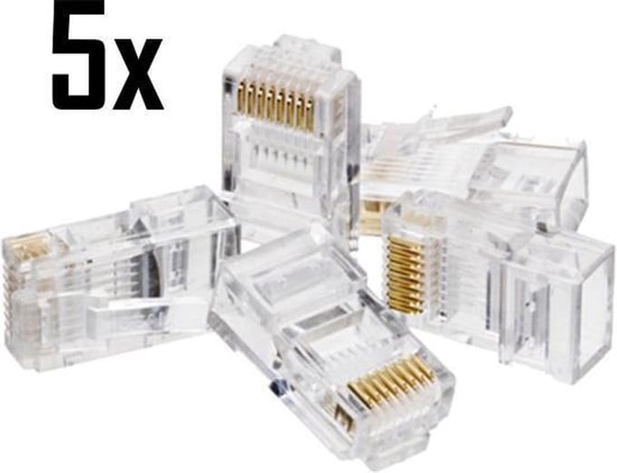 RJ45 CAT6 UTP Connector - LAN Kabel Aansluiting Stekker voor Internet / Netwerk kabel - 5 Stuks