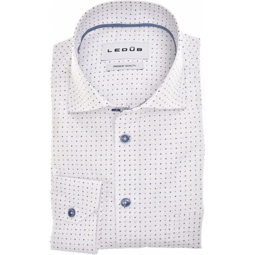 Ledûb Overhemd Allover Multi Dots Pattern Comfort Fabric Wit / male