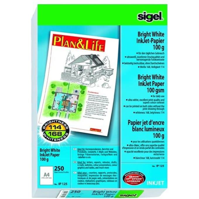 Sigel inkjetpapier A4 wit printpapier 100 grams 250 vel