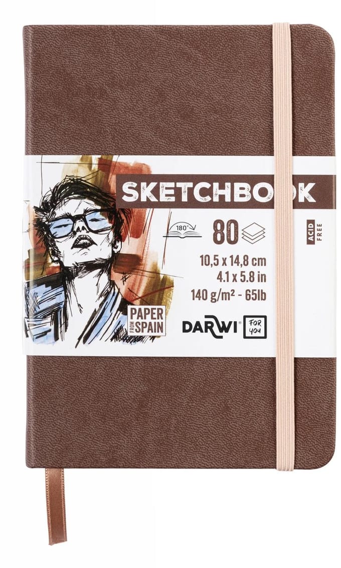 Darwi DFY - Schetsboek - A6 - 140 g - Bruin - 80 vellen