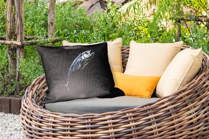 Buitenkussens - Tuin - Makreel - Vis - Zwart - 50x30 cm