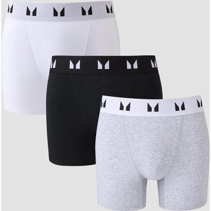 MP boxershorts voor heren (verpakking met drie stuks) - Zwart / Wit / Grijs - S