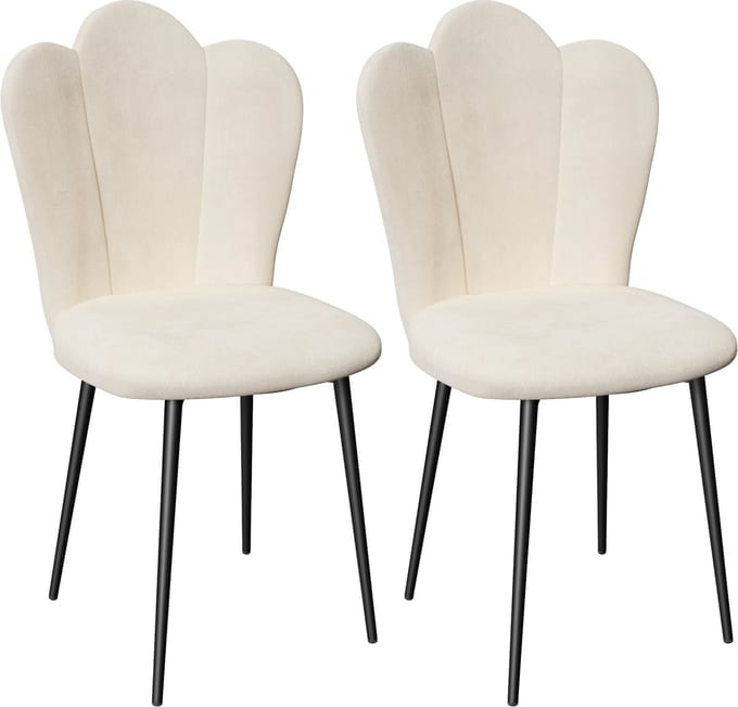 PIPIPOXER- Eetkamerstoelen - Set Van 2 - kaptafelstoel, metalen poten,Wit