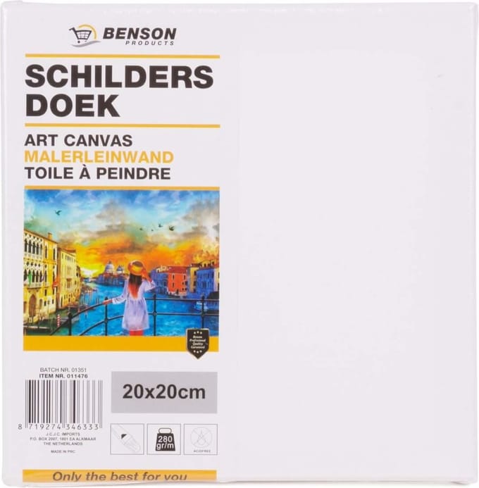 Benson Schildersdoek - 20 x 20 cm - blanco canvas - katoen - 280 grams