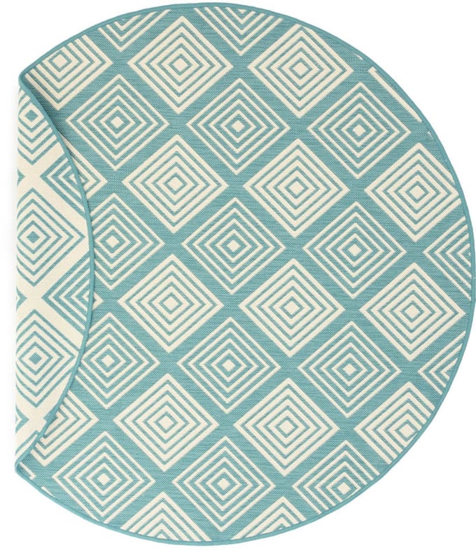 Rond Buitenkleed ruit - Flip Gem turquoise 160