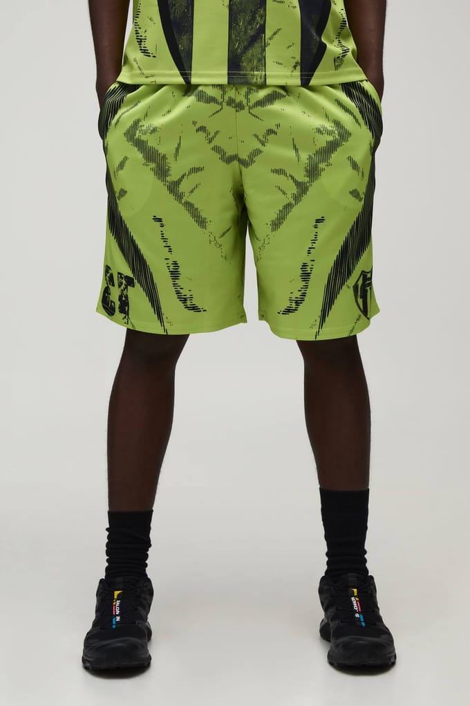 Baggy Fit Afterlight Mesh Football Shorts | Chartreuse | Size Small