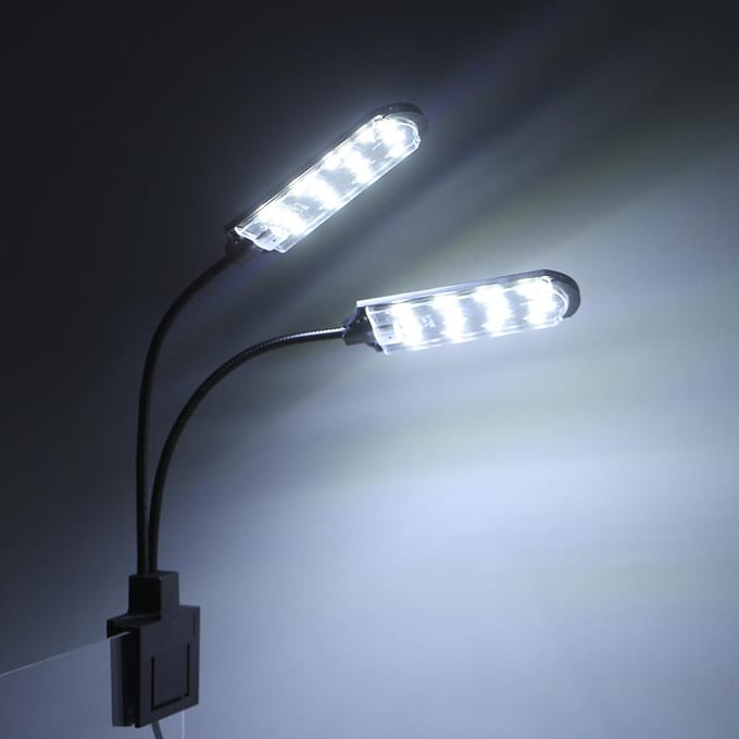 AC220V 10W 32 LED Dual-end Aquariumlamp Vispotlamp Flexibele Buigbare Verlichtingshoek Wit zwart