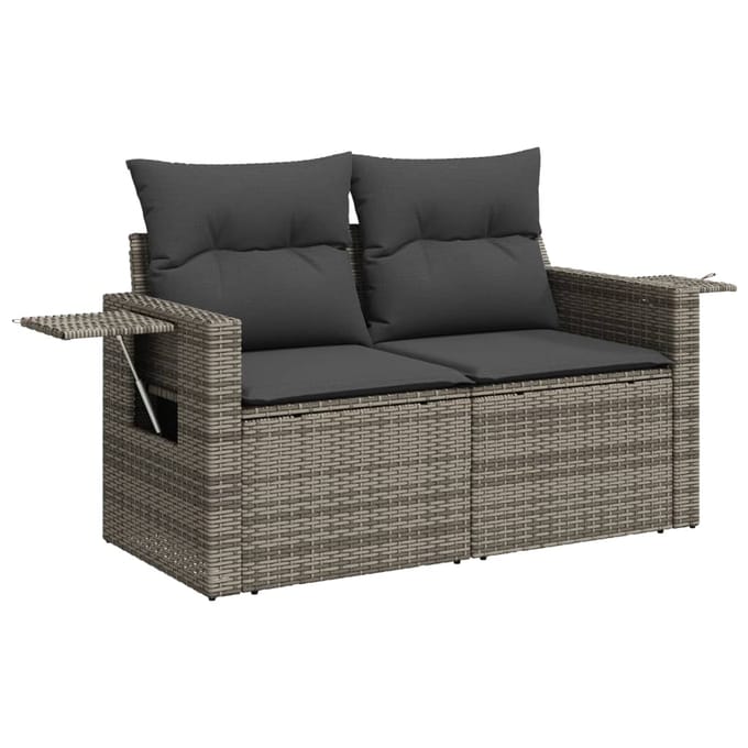vidaXL - 9-delige - Loungeset - met - kussens - poly - rattan - grijs