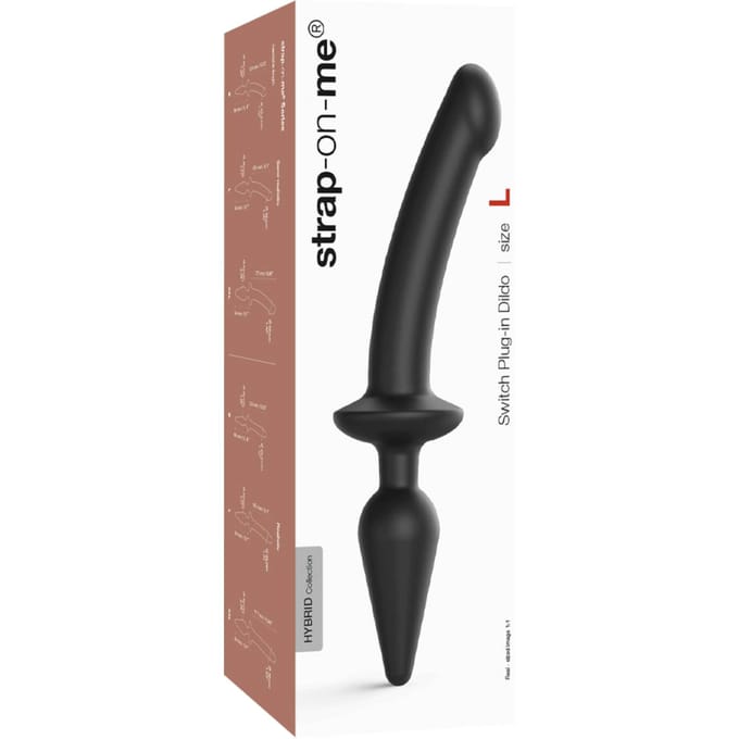 Strap-On-Me - Semi-Realistische Switch Plug-In 2-in-1 Dildo & Buttplug - Zwart L