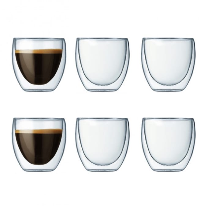 Bodum Glazen in Cook & Dining: Set van 6 PAVINA Dubbelwandige Thermoglazen, 80 ml - Toon creatieve flair