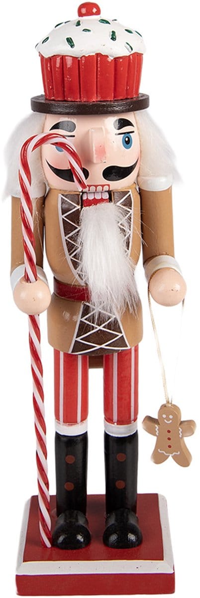 Clayre & Eef Kerstdecoratie Beeld Notenkraker 8x7x25 cm Bruin Hout