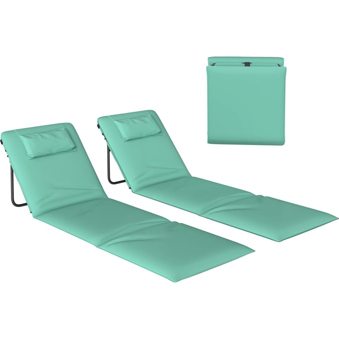 Outsunny 2 opvouwbare strandmatten met verstelbare rugleuning Green