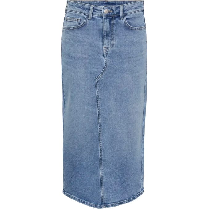 Pieces Rok Pcbella Mw Long Denim Skirt Bc 17147761 Medium Blue Denim Dames Maat - XS