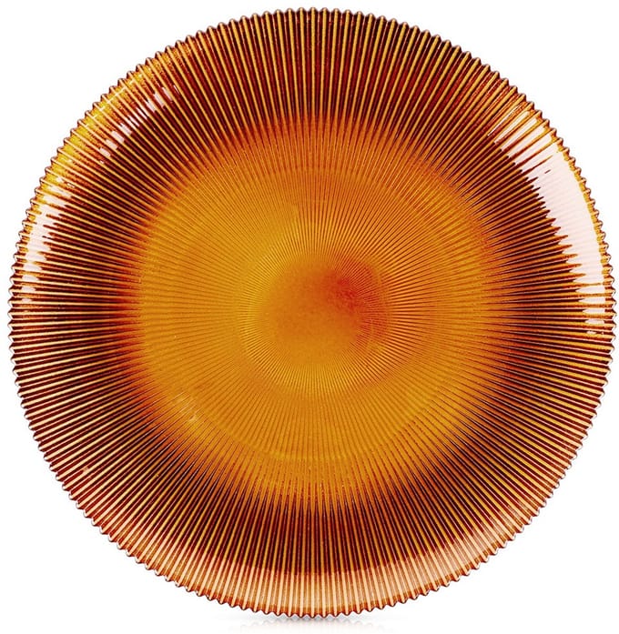 Vilde - Amberkleurige Glazen Dinerbord - 28 cm - Elegant Ontwerp - Subtiele Textuur