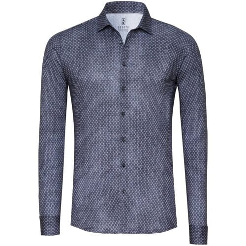 Desoto Overhemd Allover Mini Circles Pattern Casual Kent Navy / male