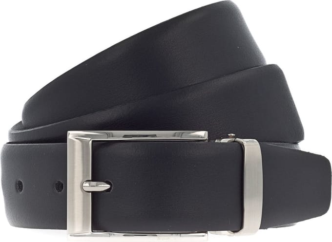Vanzetti Leren Riem Dresscode: Business 35mm Cambered Belt W85 Black Zwart
