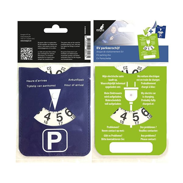 Kangaro - parkeerschijf E-car - met blauwe en groene zijde