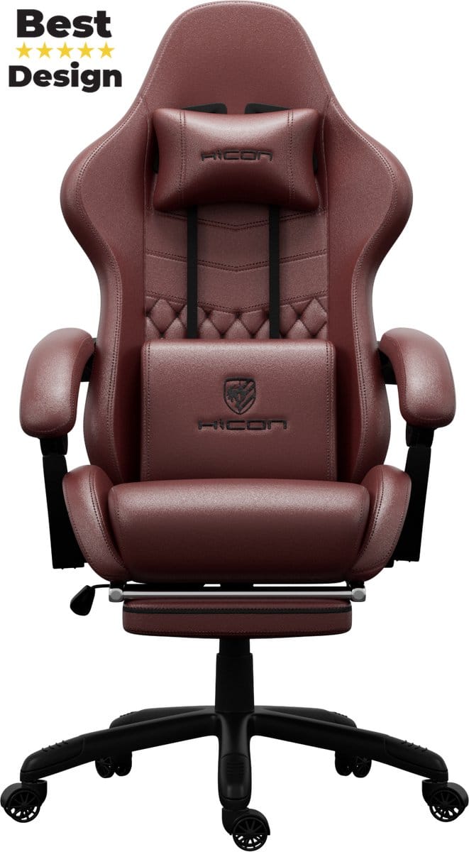 HICON® Kaiser Gamestoel - Bureaustoel - Ergonomische bureaustoel - Volwassenen - Verstelbaar - Rood