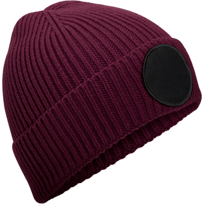 Beechfield Circulaire Patch Beanie (Bourgogne/Zwart)