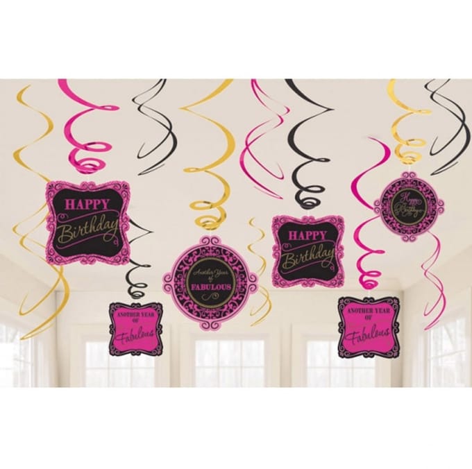 Amscan Swirlslingers Born To Be Fabulous 60 Cm 12 Stuks