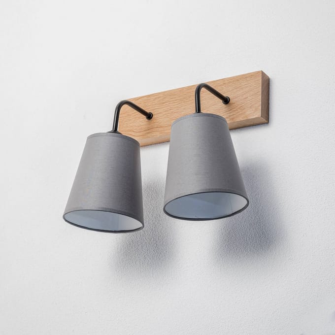 Envostar Risco wandlamp 2-lamps stoffen kap grijs