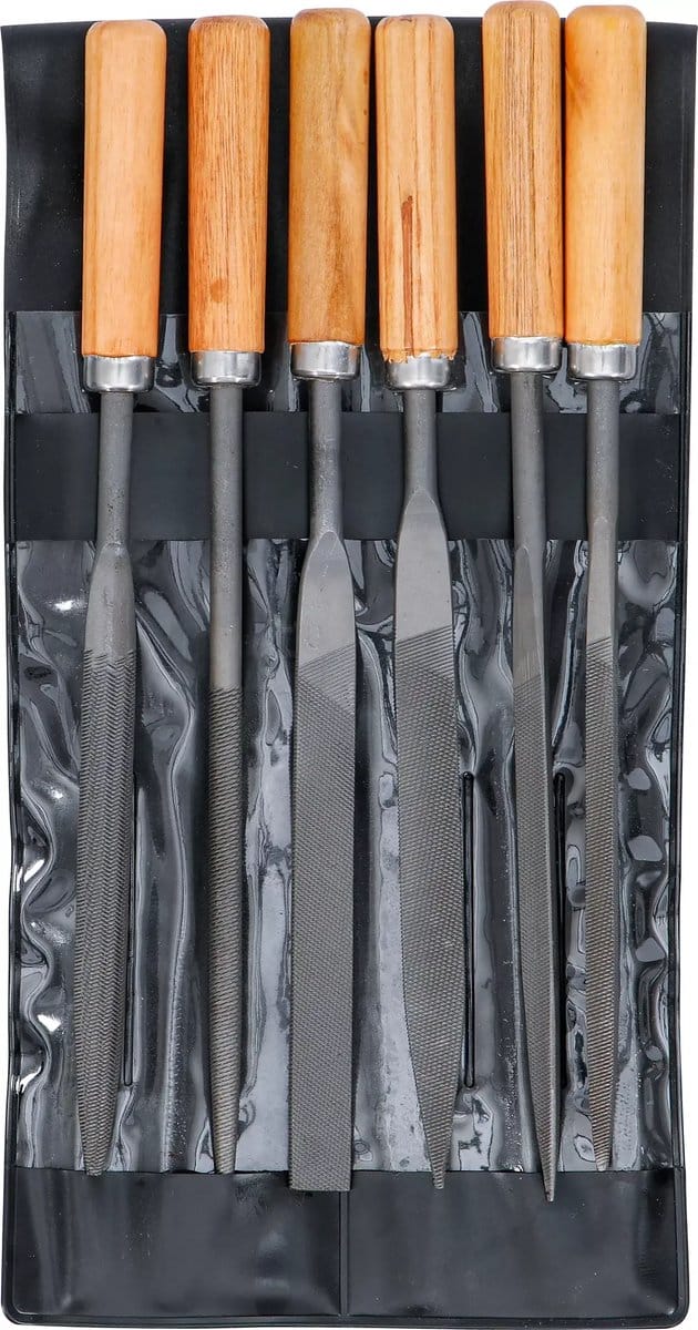BGS Sleutlvijlen-set - houten heft - 100 mm - 6 delig
