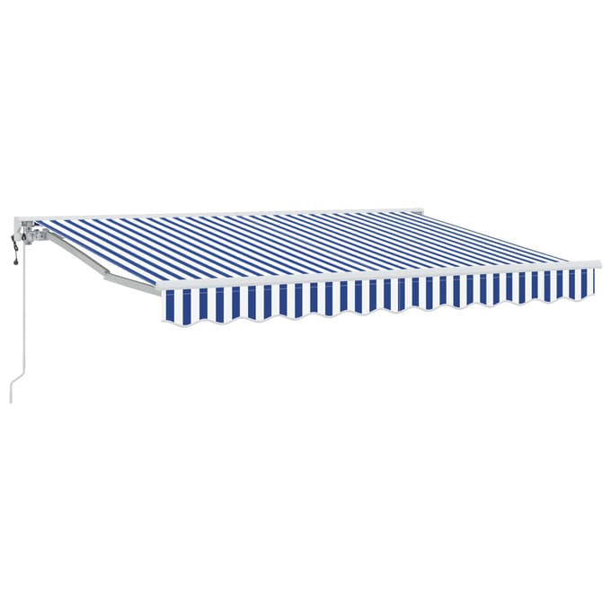 vidaXL - Elektrisch - Uitschuifbare - Zonneluifel - Blauw - en - Wit - 3 - x - 2,5 - m